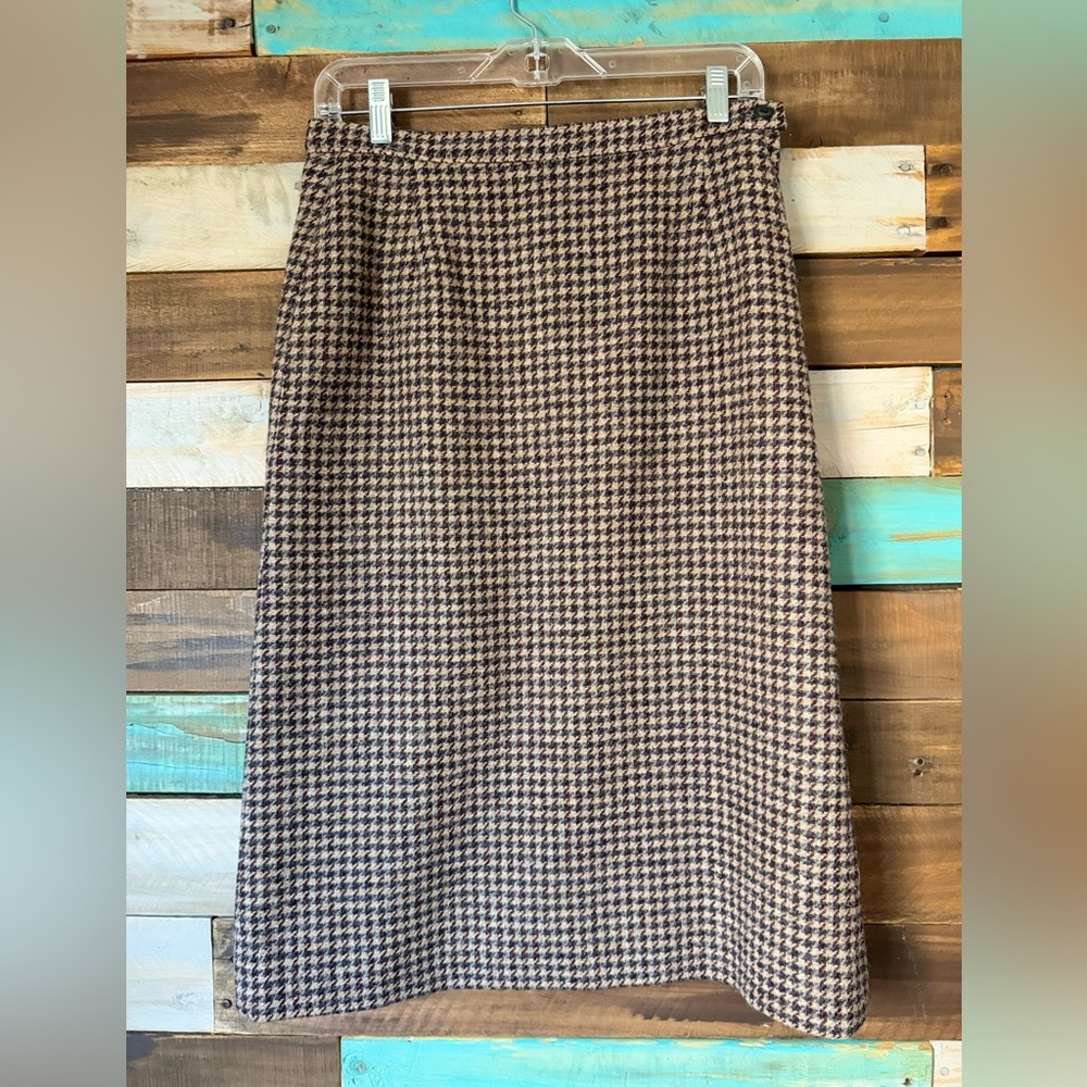 Vintage Pendleton 100% Virgin Wool Houndstooth Midi Skirt | Size 28